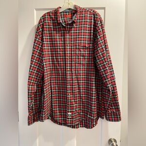 Izod Red and Green Plaid Casual Shirt